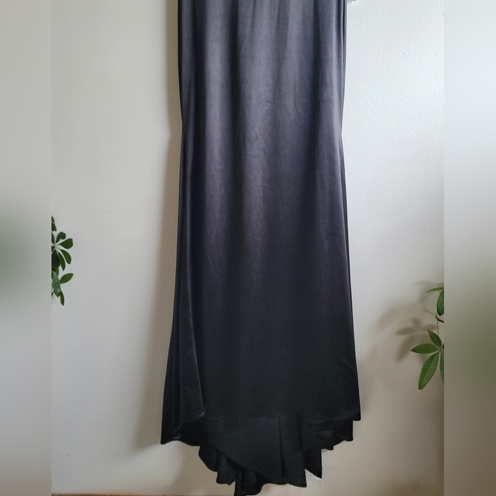 Mac Duggal Black Satin Gown with Embellished Straps - Picture 9 of 16